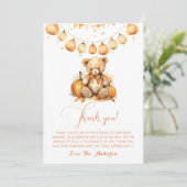 Boho d'automne Aquarelle Ours Baby shower Merci (Debout devant)