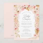 Boho, de babymeisjesdouche met roze bloemetjes kaart (Voorkant / Achterkant)