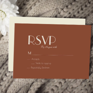 Boho Deco d'automne   Carte RSVP de mariage rouill