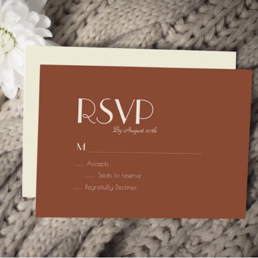 Boho Deco d'automne | Carte RSVP de mariage rouill