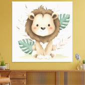 Boho Decor Leeuw & Bladeren Canvas Afdruk (Insitu (Woonkamer))