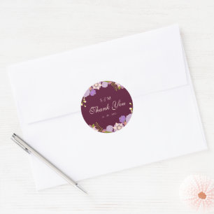 Boho Deep Wine Party Favorieten Bloemenbruiloft Ronde Sticker
