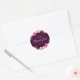 Boho Deep Wine Party Favorieten Bloemenbruiloft Ronde Sticker