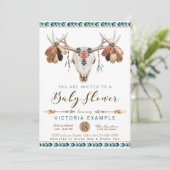 Boho Deer Antler Baby Shower Invitations (Debout devant)