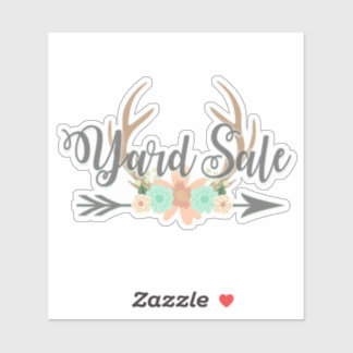 BOHO Deer Antlers Arrow Yard Sale Sticker