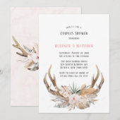 Boho Deer Antlers en Florals Couples Shower Kaart (Voorkant / Achterkant)