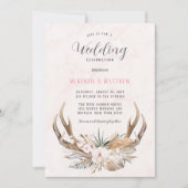Boho Deer Antlers et Florals Faire-part de mariage (Devant)