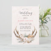 Boho Deer Antlers et Florals Faire-part de mariage (Debout devant)