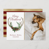 Boho Deer Antlers | Rustige kerstfoto Feestdagenkaart (Voorkant / Achterkant)