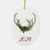 Boho Deer Antlers | Rustische kerstbeker Keramisch Ornament (Voorkant)