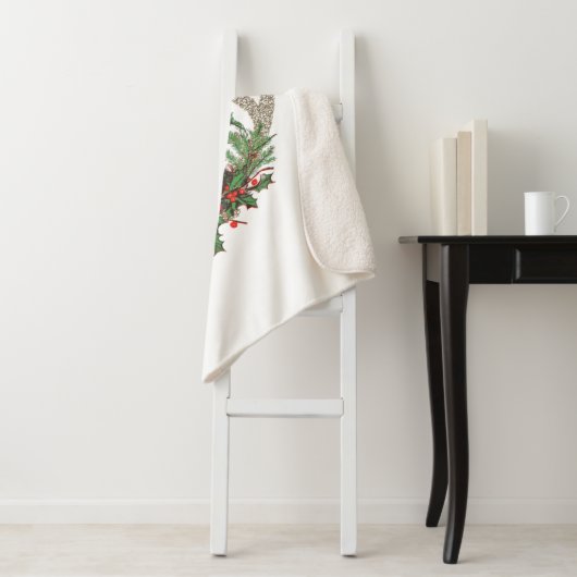 Boho Deer Antlers | Rustische kerstbeker Sherpa Deken (In situ)