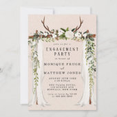 Boho Deer Antlers White Canopy Engagement Party Kaart (Voorkant)