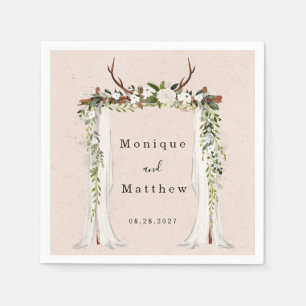 Boho Deer Antlers White Canopy Rustic Wedding Servet