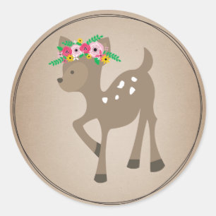Boho Deer Cardstock Geïnspireerd Baby shower Ronde Sticker