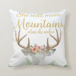 Boho Deer Move Mountains Baby Girl Nursery Pillow Kussen