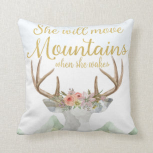 Boho Deer Move Mountains Baby Girl Nursery Pillow Kussen