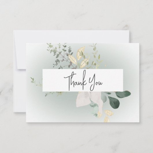 Boho Délicat Verdure Mariage moderne Merci (Devant)