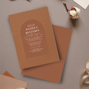 Boho Delicate Terracotta Roest Bruiloft Boog Folie Uitnodiging