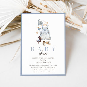 Boho Denim Boy's rustieke  Baby shower Kaart