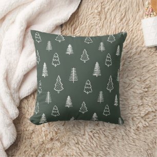 Boho dennenbomen modern winter bos donkergroen kussen