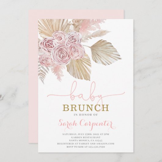 Boho Desert Baby shower Brunch invitation fille (Devant / Derrière)