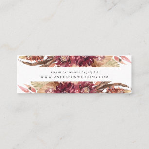 Boho Desert Bloemen Bruiloft RSVP Kaarten Mini Visitekaartje