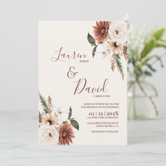 Boho Desert bruiloft Uitnodiging (Staand voorkant)