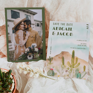 Boho Desert Cactus Arizona Bestemming bruiloft Save The Date
