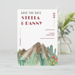 Boho Desert Cactus Arizona Bestemming bruiloft Save The Date
