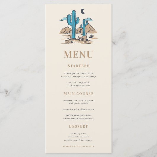 Boho Desert Cactus Arizona Phoenix Wedding Menu (Voorkant)
