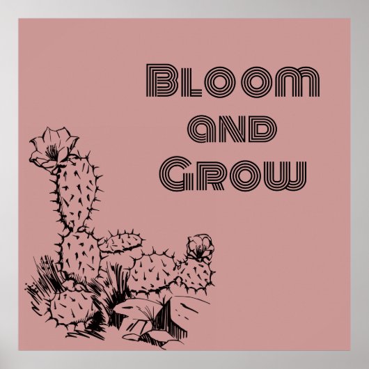 Boho Désert Cactus Art Mural Rose (Devant)