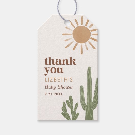 Boho Desert Cactus-Baby shower Cadeaulabel (Voorkant)
