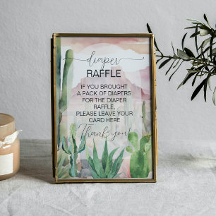 Boho Desert Cactus Baby shower Luier Raffle Teken Poster