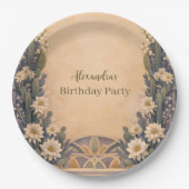 Boho Desert Cactus Birthday Papieren Bordje (Voorkant)