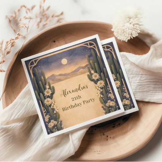 Boho Desert Cactus Birthday Servet