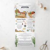 Boho Desert Cactus | Illustratief huwelijk Drieluik Uitnodiging (Binnen)