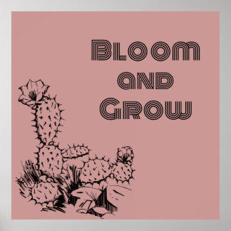 Boho Desert Cactus Muurkunst Roze Poster