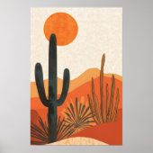 Boho Desert Cactus Sunset Landscape Poster (Voorkant)