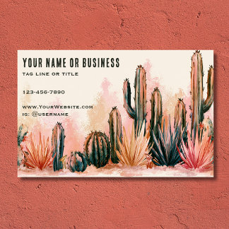 Boho Desert Cactus Watercolor Ontwerp Visitekaartje
