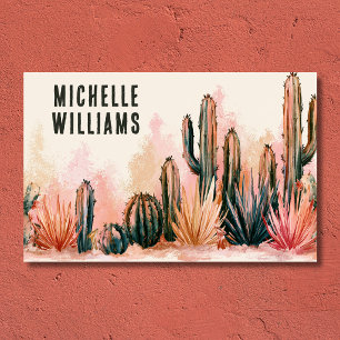 Boho Desert Cactus Watercolor Ontwerp Visitekaartje