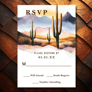 Boho Desert Cactus Westerne bruiloft RSVP Kaartje