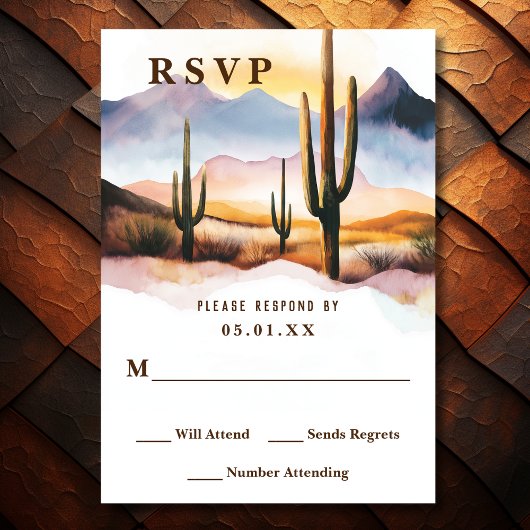 Boho Desert Cactus Westerne bruiloft RSVP Kaartje