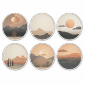Boho Desert Horizon: Surrealistisch Landschap Rond Sticker (Voorkant)