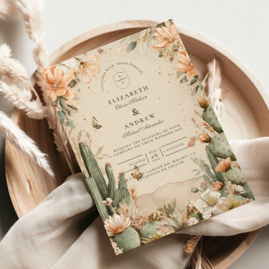 Boho Desert Mountain Cactus bruiloft Kaart