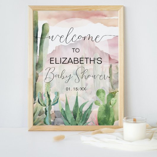 Boho Desert Nature Cactus Baby shower Affiche de b