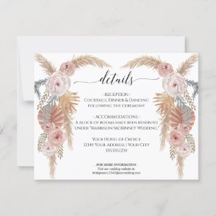 Boho Desert Pampas Grass Bloemen Op Foliage Weddin Kaart