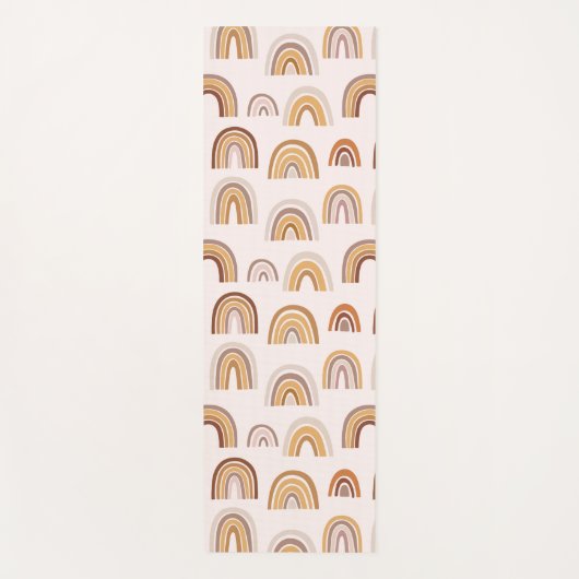 Boho Desert Rainbow Abstract Arch Pattern Taupe Yogamat (Voorkant)