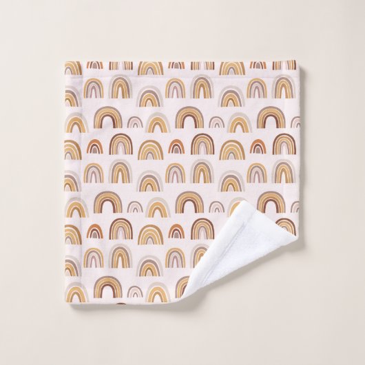 Boho Desert Rainbow Abstrait Arch Motif Taupe (Gant de toilette)