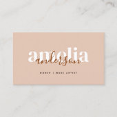 Boho Desert Roos Beige Script QR-code Visitekaartje (Voorkant)