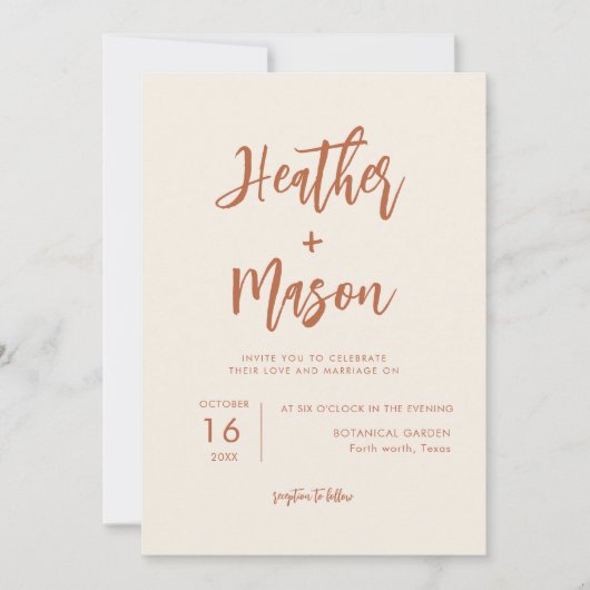 Boho Desert Rust Wedding Invitations (Devant)